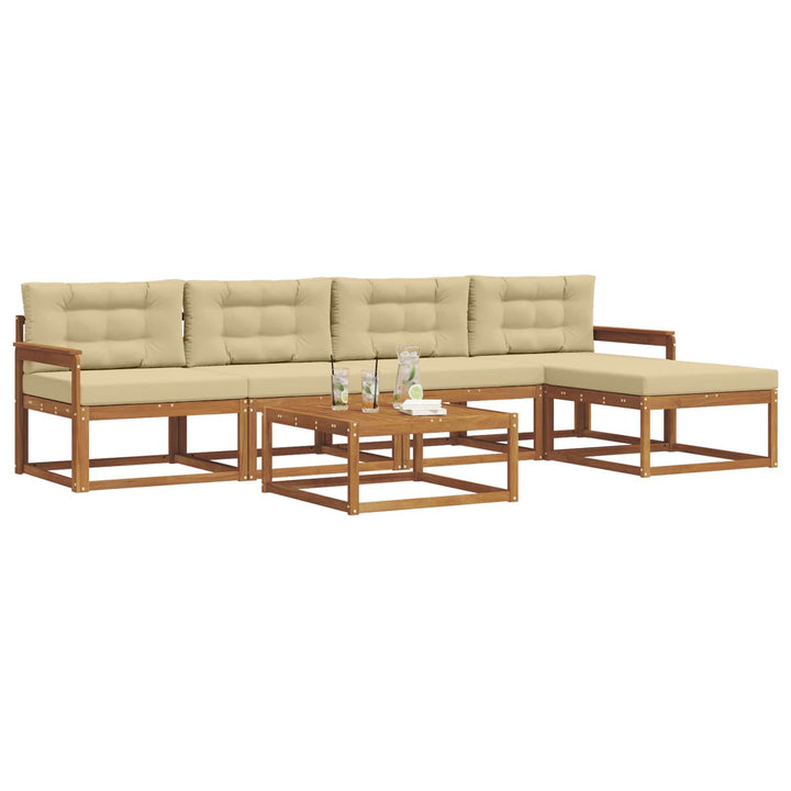 Udendørs sofagruppe med pude 6 pcs Naturlig og Beige