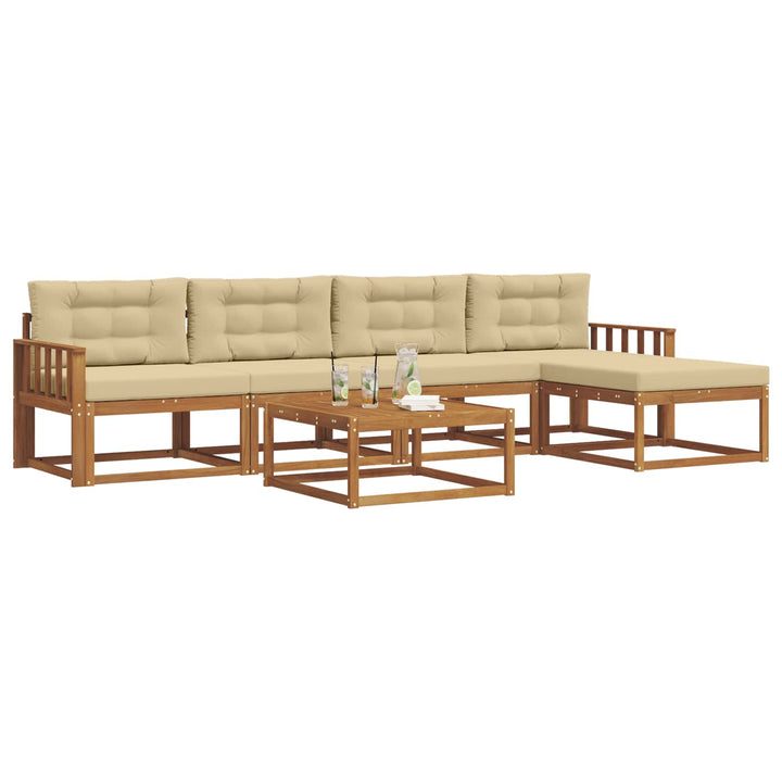 Udendørs sofagruppe med pude 6 pcs Naturlig og Beige