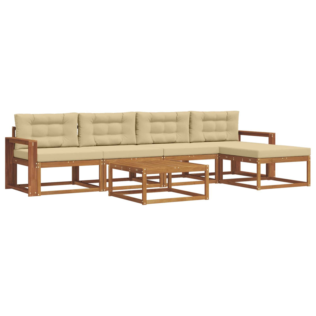 Udendørs sofagruppe med pude 6 pcs Naturlig og Beige