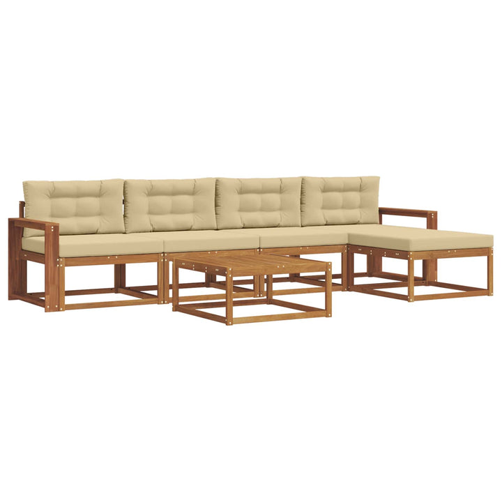 Udendørs sofagruppe med pude 6 pcs Naturlig og Beige