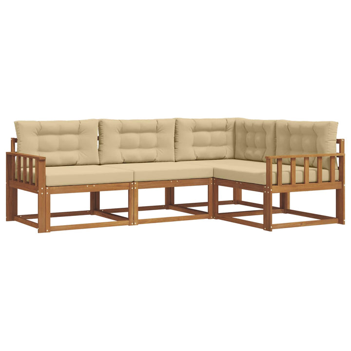 Udendørs sofagruppe med pude 4 pcs Naturlig og Beige