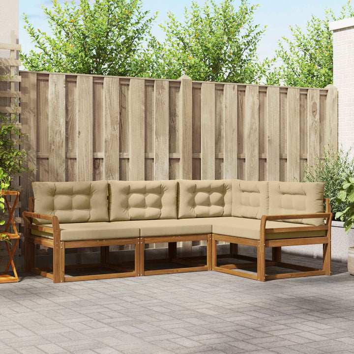 Udendørs sofagruppe med pude 4 pcs Naturlig og Beige