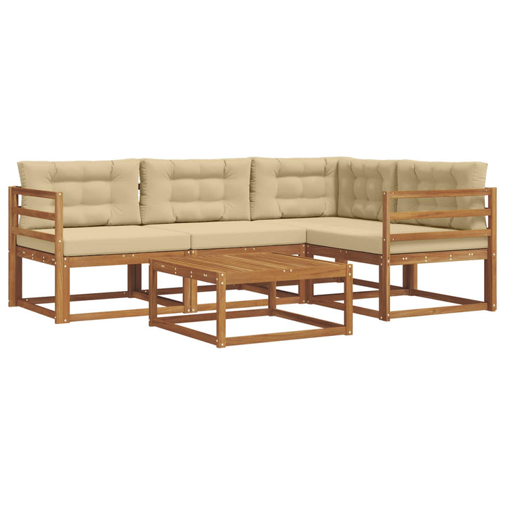 Udendørs sofagruppe med pude 5 pcs Naturlig og Beige