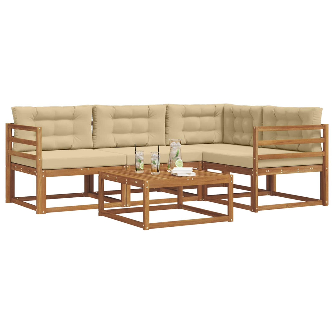 Udendørs sofagruppe med pude 5 pcs Naturlig og Beige