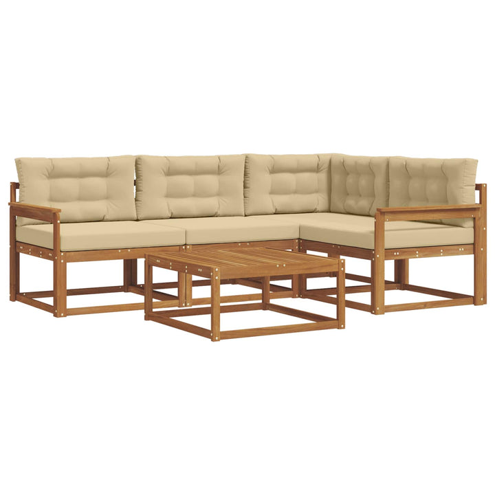 Udendørs sofagruppe med pude 5 pcs Naturlig og Beige