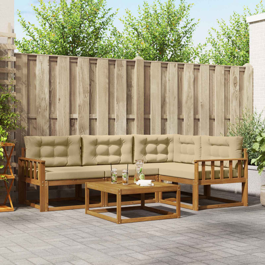 Udendørs sofagruppe med pude 5 pcs Naturlig og Beige
