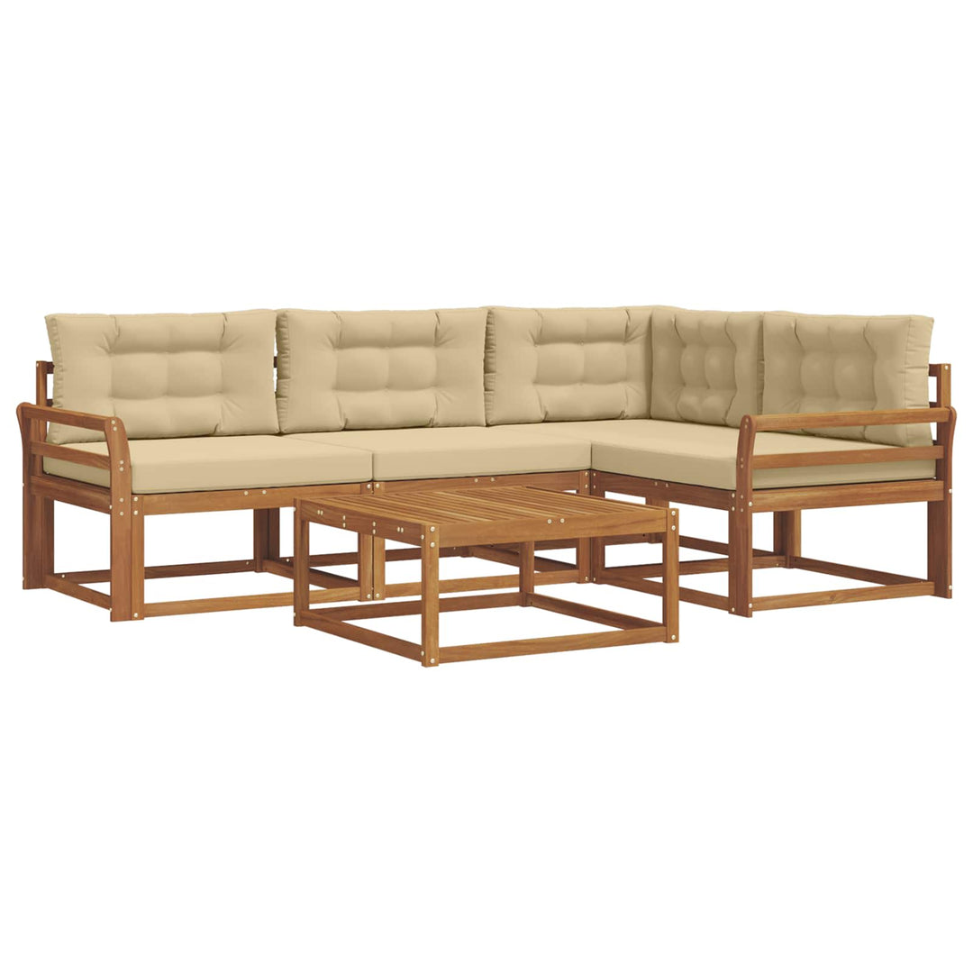 Udendørs sofagruppe med pude 5 pcs Naturlig og Beige