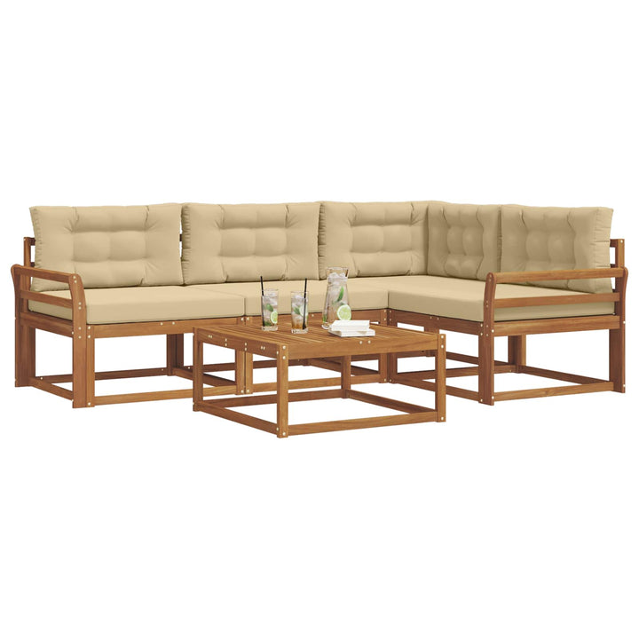 Udendørs sofagruppe med pude 5 pcs Naturlig og Beige