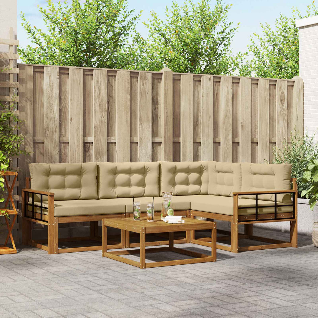 Udendørs sofagruppe med pude 5 pcs Naturlig og Beige