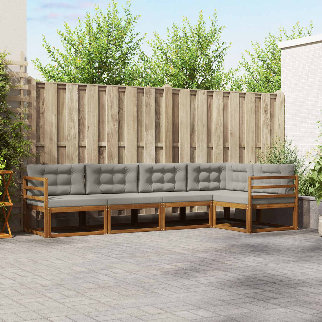 Udendørs sofagruppe med pude 5 pcs Naturfarvet og lysegrå
