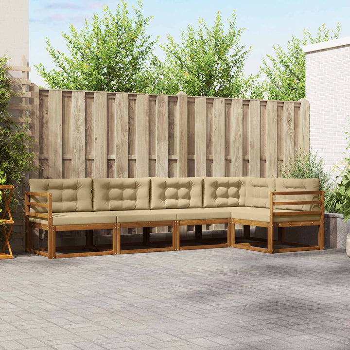 Udendørs sofagruppe med pude 5 pcs Naturlig og Beige