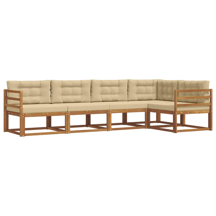 Udendørs sofagruppe med pude 5 pcs Naturlig og Beige