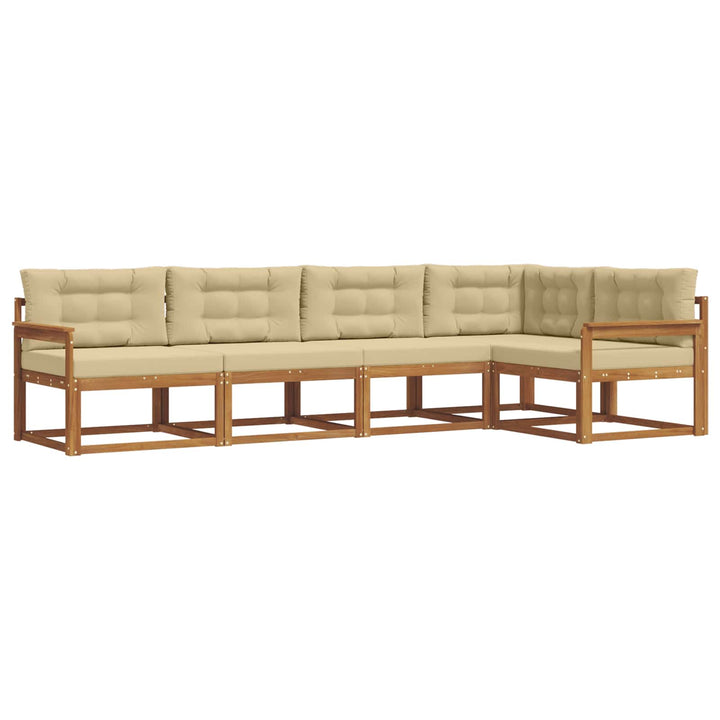 Udendørs sofagruppe med pude 5 pcs Naturlig og Beige