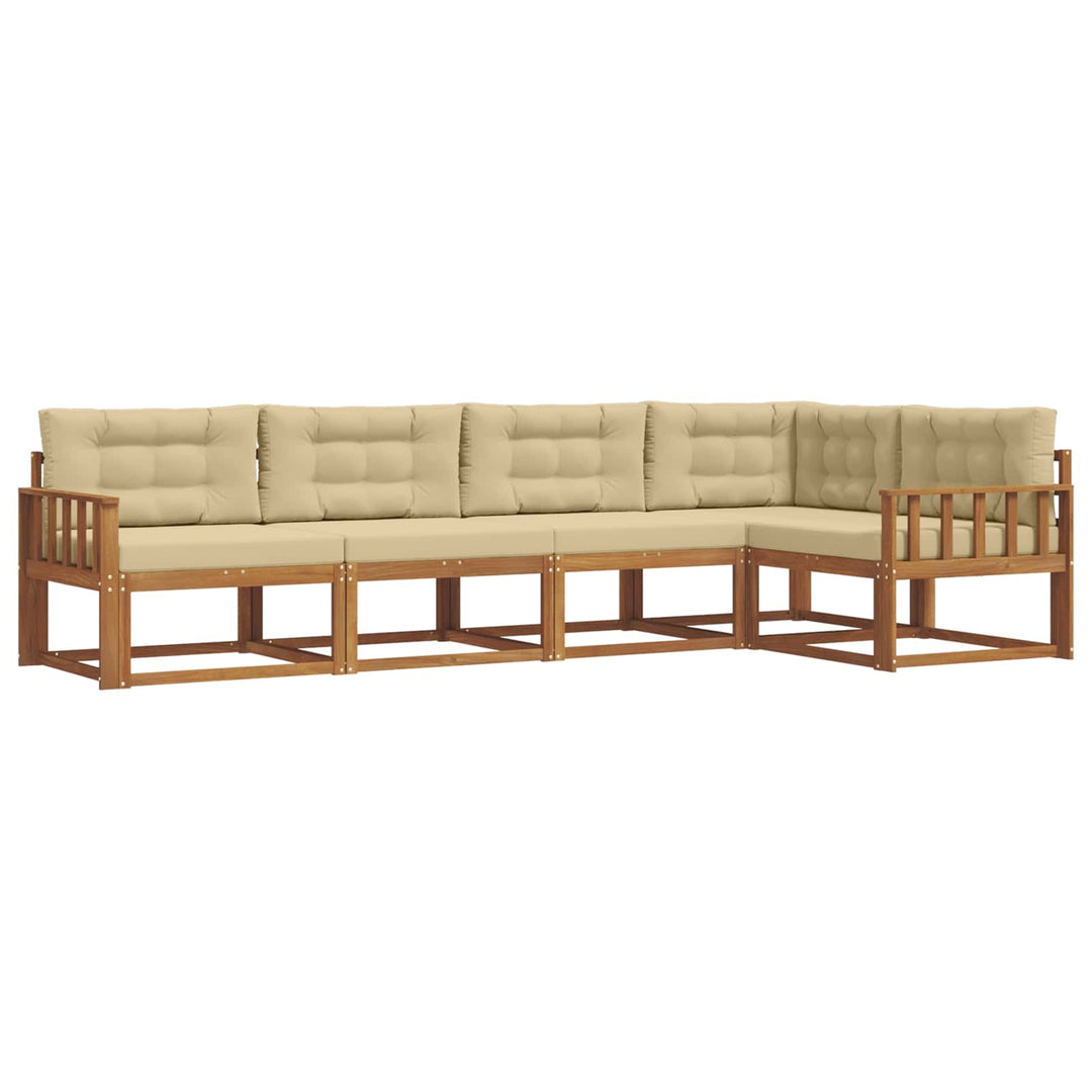 Udendørs sofagruppe med pude 5 pcs Naturlig og Beige
