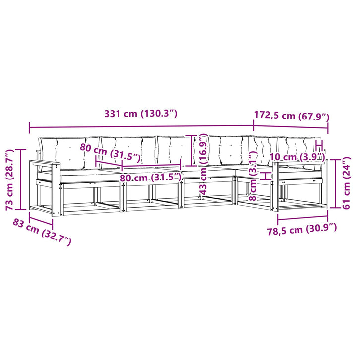 Udendørs sofagruppe 5 stk. Naturlig og Antracit