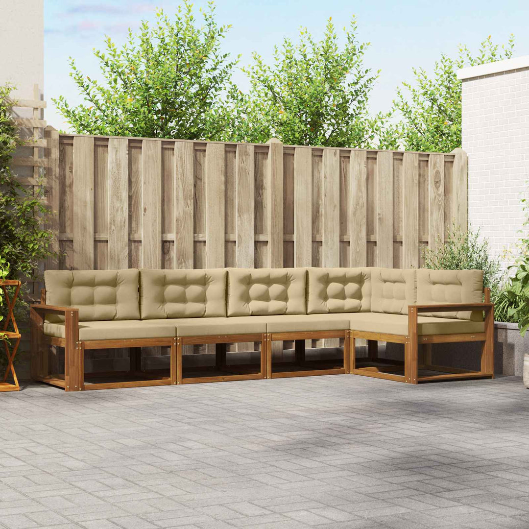 Udendørs sofagruppe med pude 5 pcs Naturlig og Beige