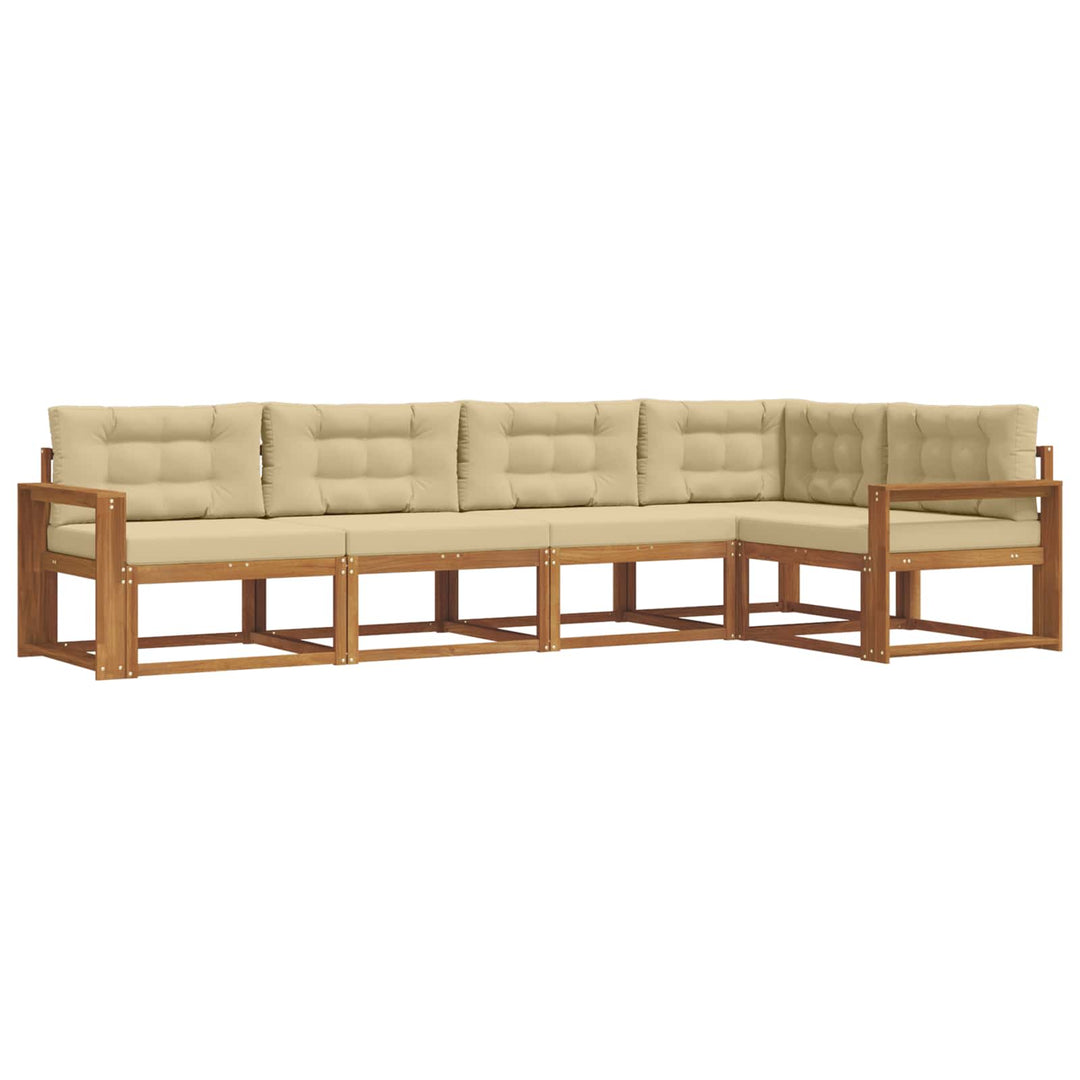 Udendørs sofagruppe med pude 5 pcs Naturlig og Beige