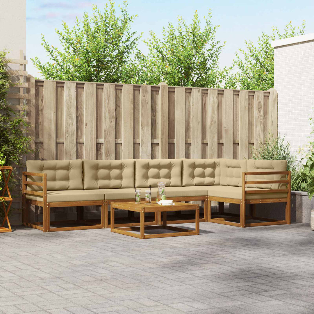 Udendørs sofagruppe med pude 6 pcs Naturlig og Beige