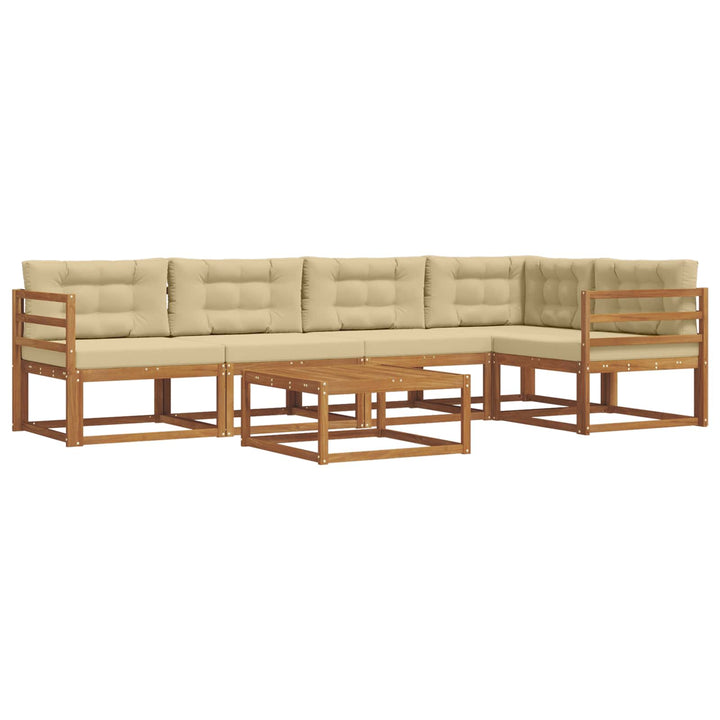 Udendørs sofagruppe med pude 6 pcs Naturlig og Beige
