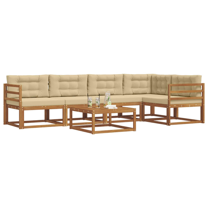 Udendørs sofagruppe med pude 6 pcs Naturlig og Beige