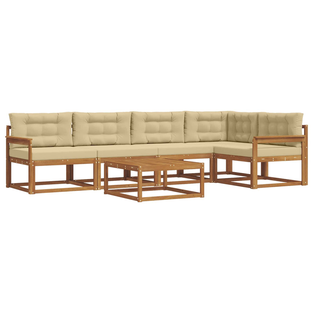 Udendørs sofagruppe med pude 6 pcs Naturlig og Beige