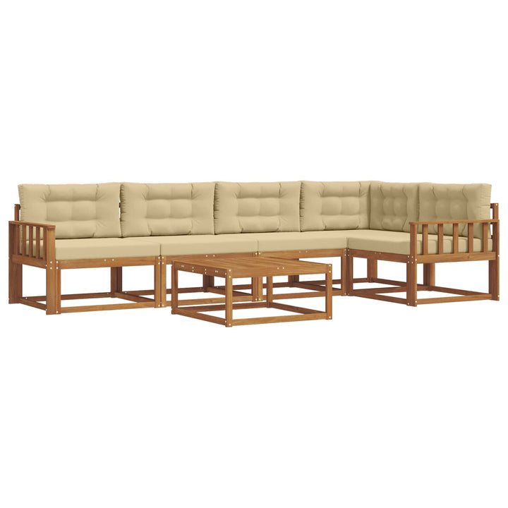Udendørs sofagruppe med pude 6 pcs Naturlig og Beige