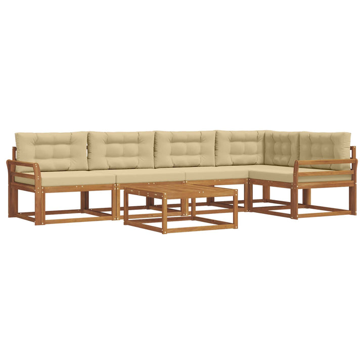 Udendørs sofagruppe med pude 6 pcs Naturlig og Beige