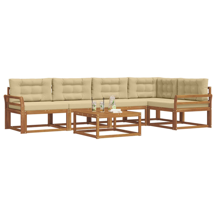 Udendørs sofagruppe med pude 6 pcs Naturlig og Beige