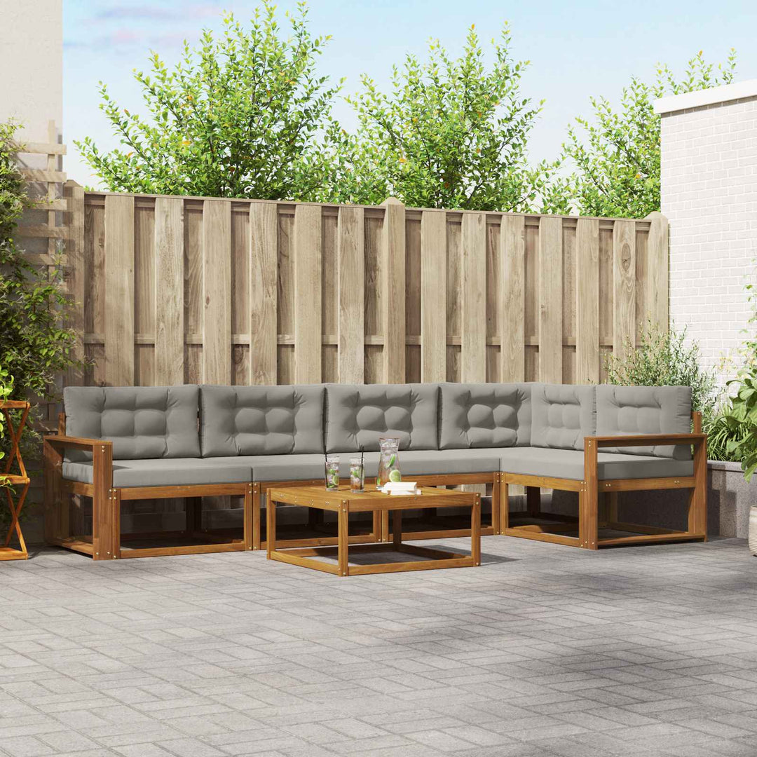 Udendørs sofagruppe med pude 6 pcs Naturfarvet og lysegrå
