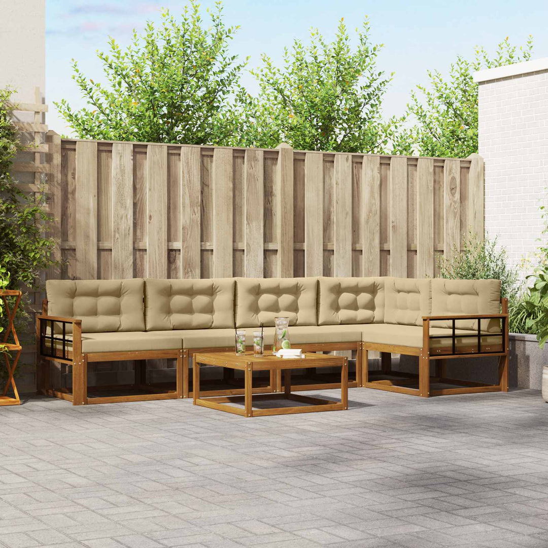 Udendørs sofagruppe med pude 6 pcs Naturlig og Beige