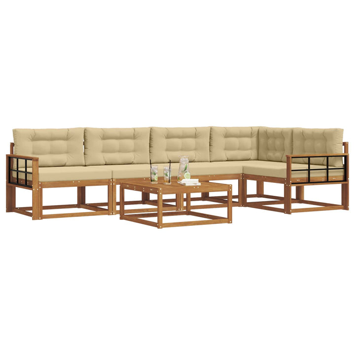 Udendørs sofagruppe med pude 6 pcs Naturlig og Beige