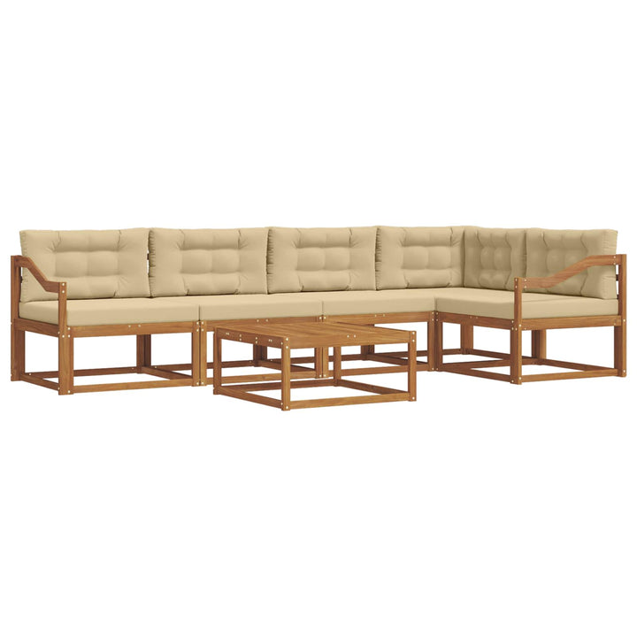 Udendørs sofagruppe med pude 6 pcs Naturlig og Beige