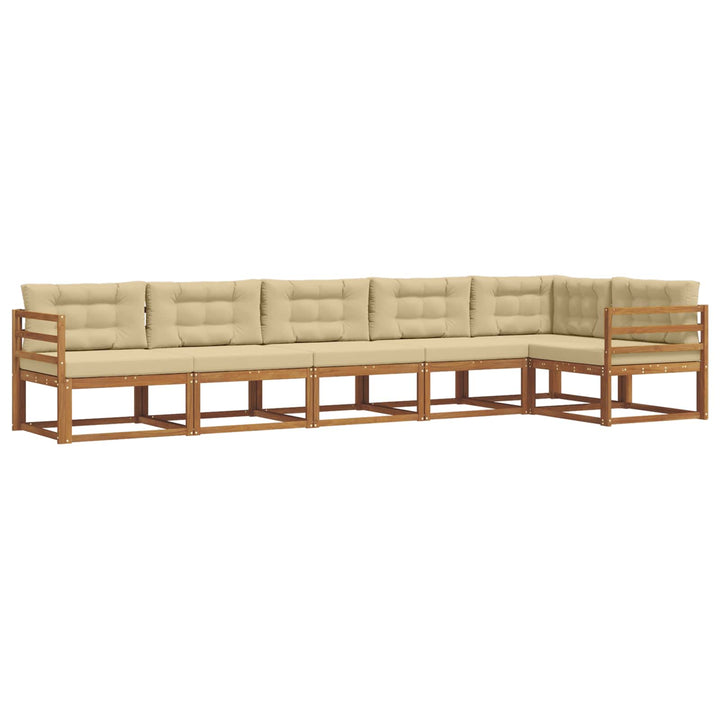 Udendørs sofagruppe med pude 6 pcs Naturlig og Beige