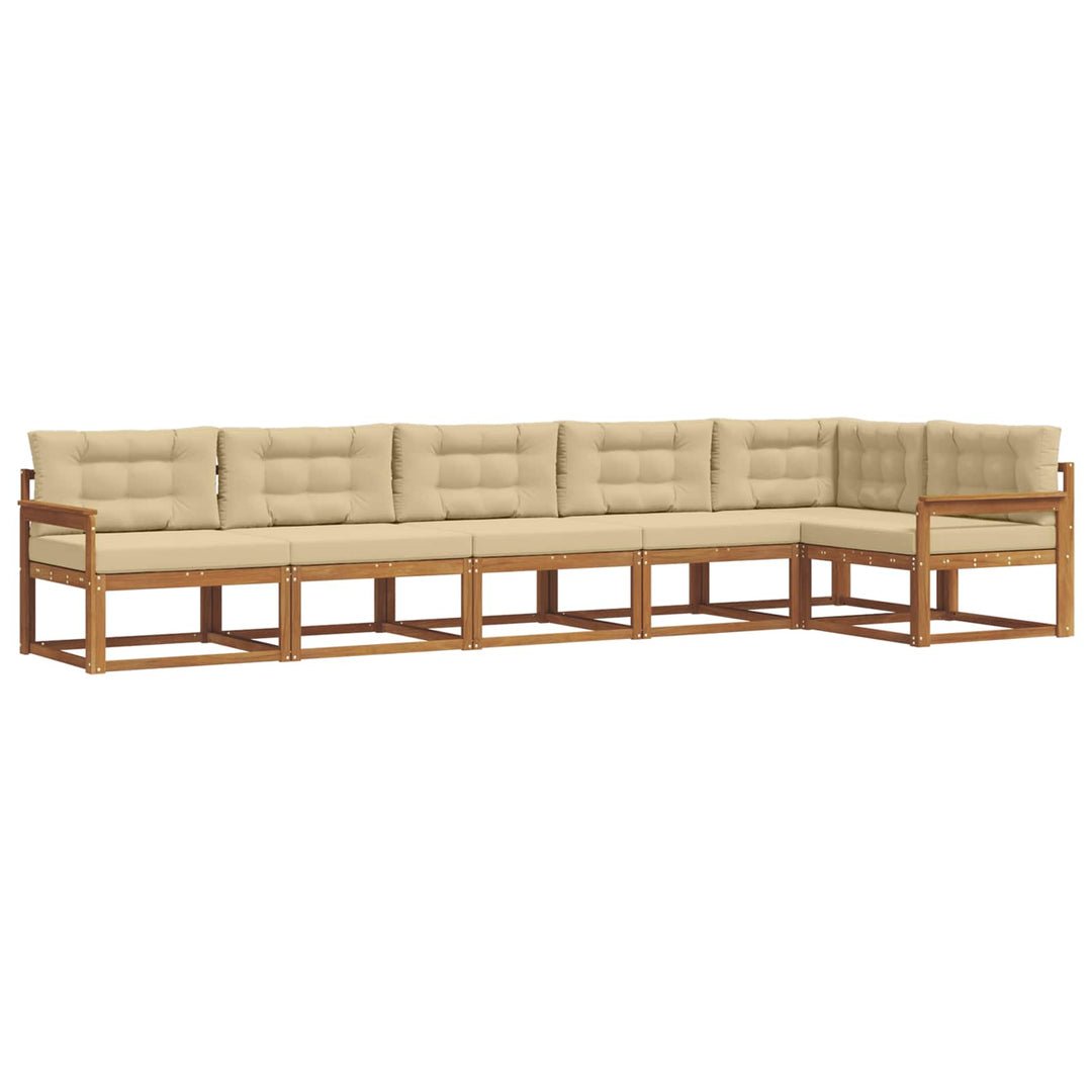 Udendørs sofagruppe med pude 6 pcs Naturlig og Beige