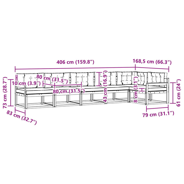 Udendørs sofagruppe 6 stk. Naturlig og Beige