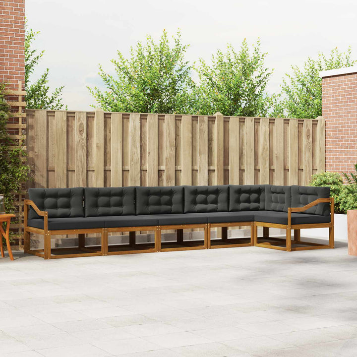 Udendørs sofagruppe med pude 6 pcs Naturlig og Antracit