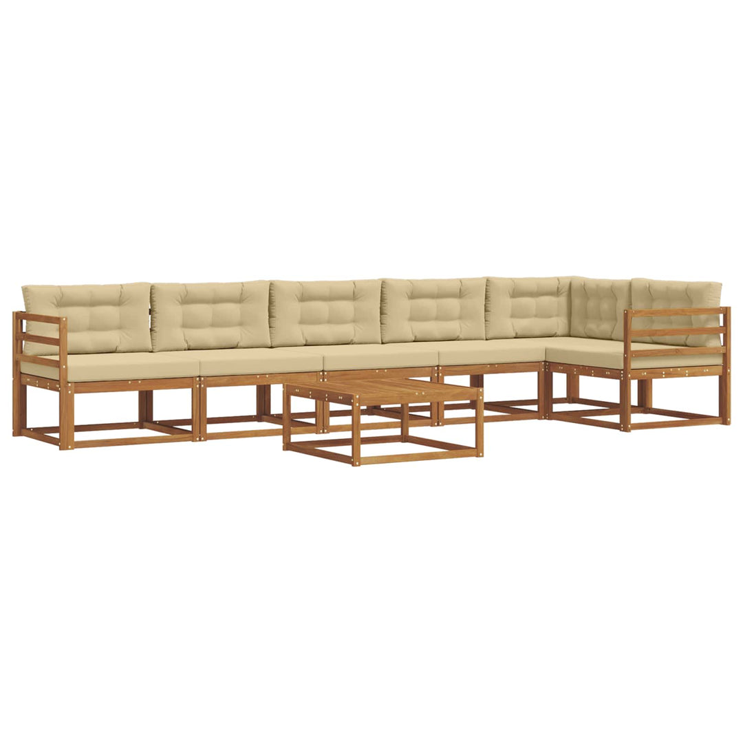 Udendørs sofagruppe med pude 7 pcs Naturlig og Beige