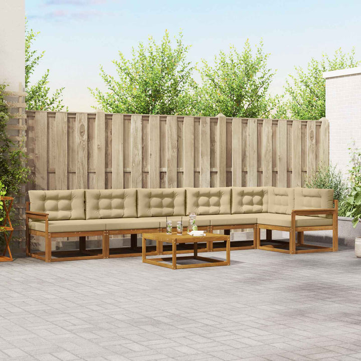 Udendørs sofagruppe med pude 7 pcs Naturlig og Beige
