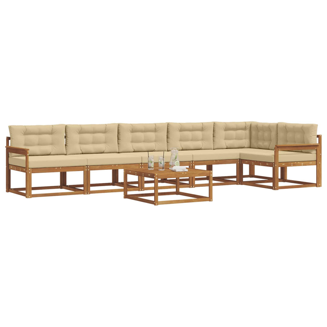 Udendørs sofagruppe med pude 7 pcs Naturlig og Beige