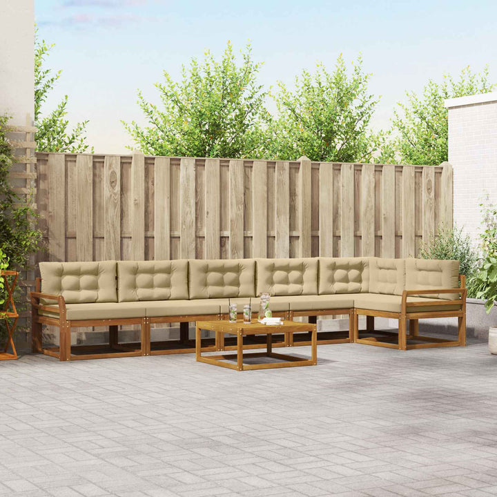 Udendørs sofagruppe med pude 7 pcs Naturlig og Beige