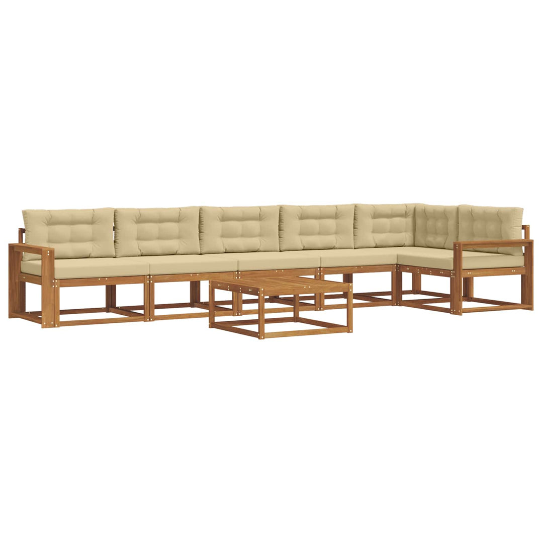 Udendørs sofagruppe med pude 7 pcs Naturlig og Beige