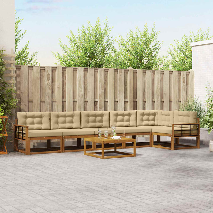 Udendørs sofagruppe med pude 7 pcs Naturlig og Beige