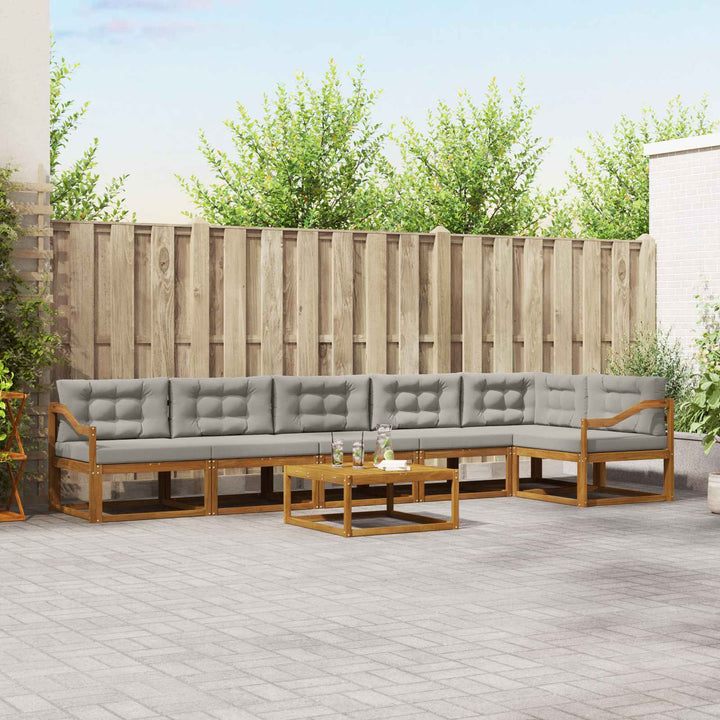 Udendørs sofagruppe med pude 7 pcs Naturlig og Lys Grå