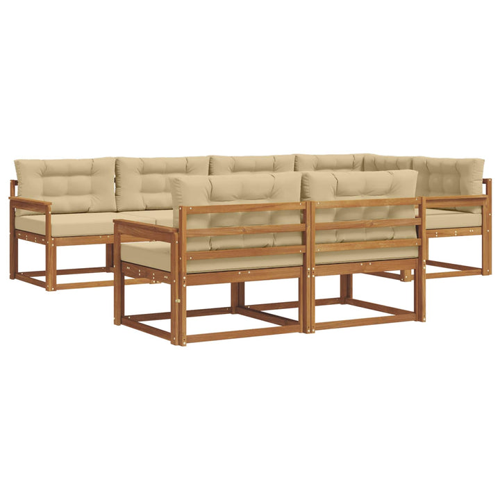 Udendørs sofagruppe med pude 7 pcs Naturlig og Beige