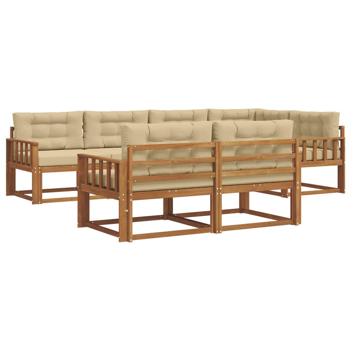Udendørs sofagruppe med pude 7 pcs Naturlig og Beige