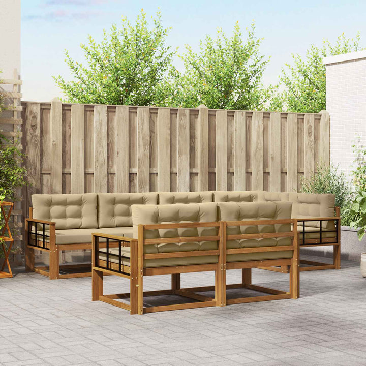 Udendørs sofagruppe med pude 7 pcs Naturlig og Beige