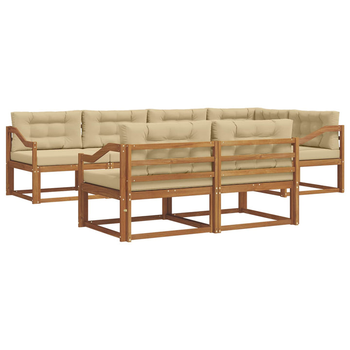 Udendørs sofagruppe med pude 7 pcs Naturlig og Beige