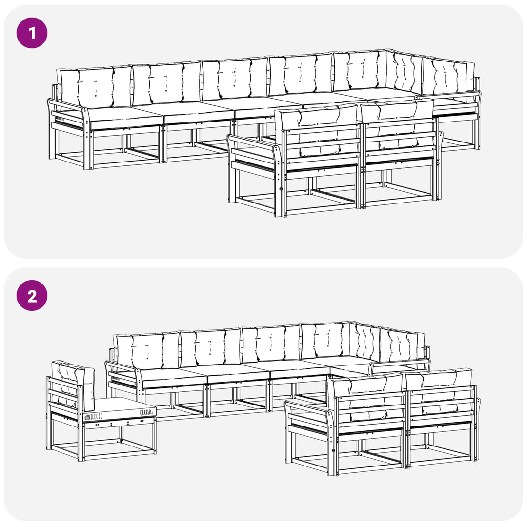 Udendørs sofagruppe 8 stk. Naturfarvet og lysegrå