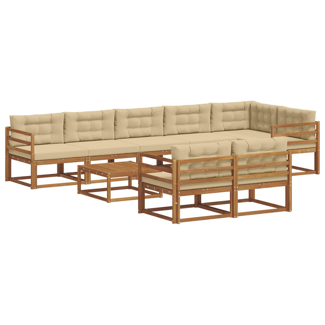 Udendørs sofagruppe med pude 9 pcs Naturlig og Beige