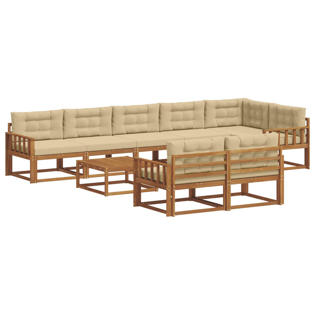 Udendørs sofagruppe med pude 9 pcs Naturlig og Beige